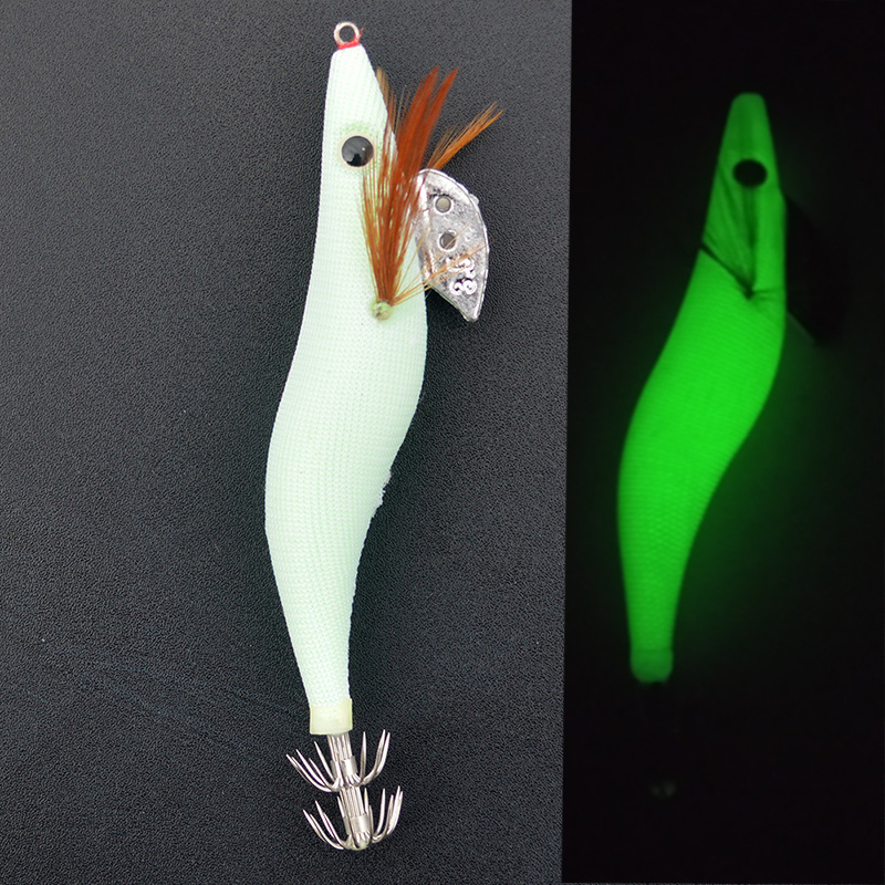 Fishing Hook Size - 1PCS Lichtgevende Inktvis Jigs Witte Glow