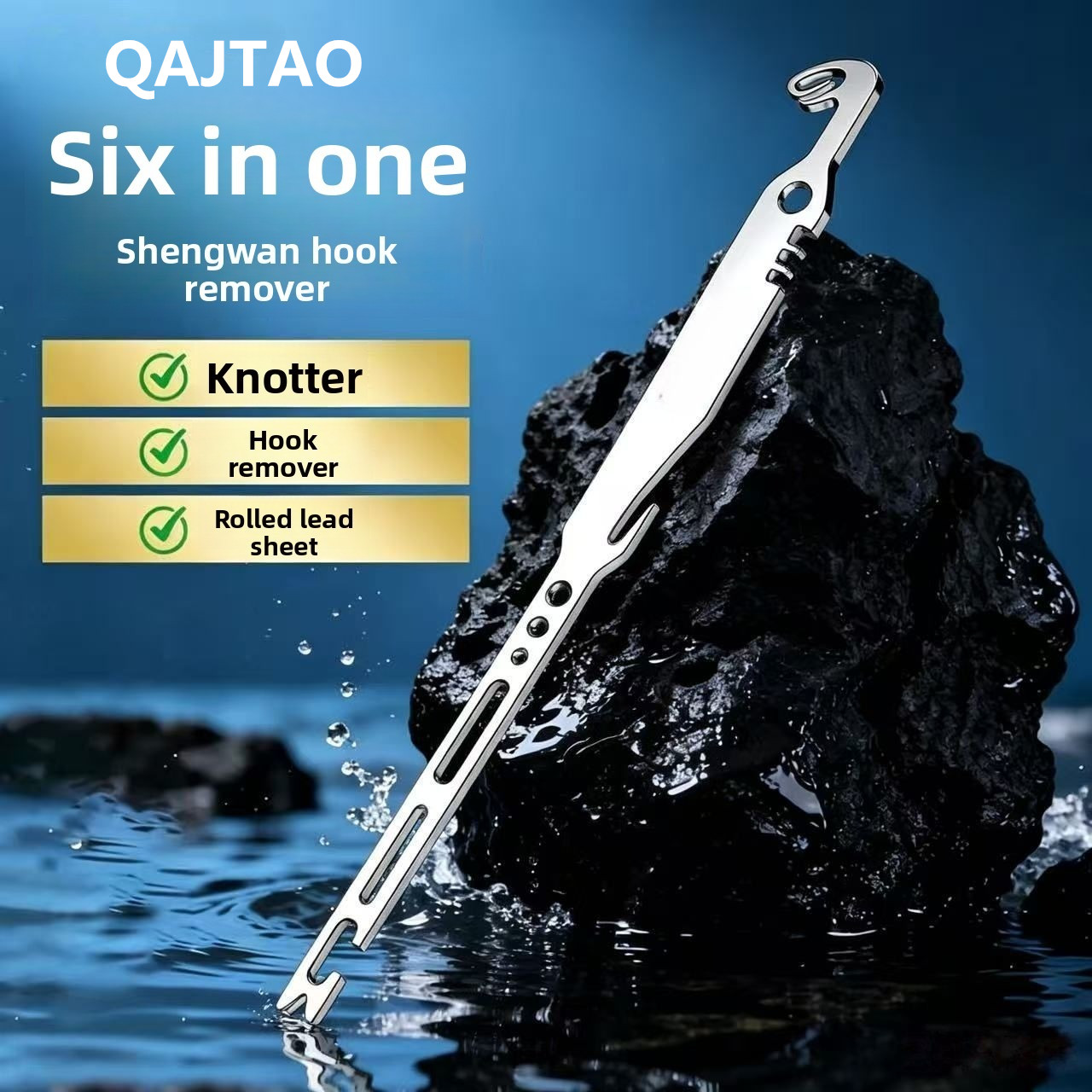 Fishing Hook Sharpener - QAJTAO 4-delige 6-in-1 roestvrijstalen vishaakverwijderaar, snel